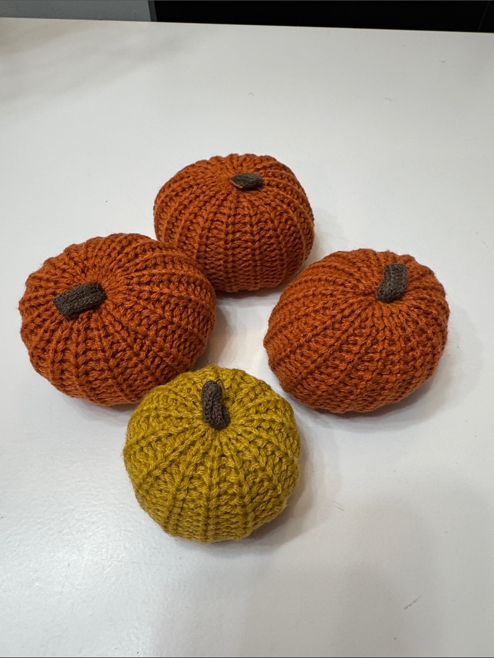 Hand-Knit Fall Pumpkin Décor Set - Orange & Mustard (Collection 1)